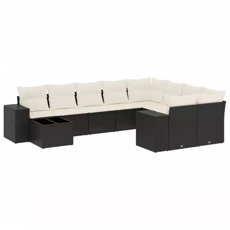 vidaXL 10 Piece Patio Sofa Set with Cushions, Poly Rattan Outdoor Sectional, Multiple Colors
