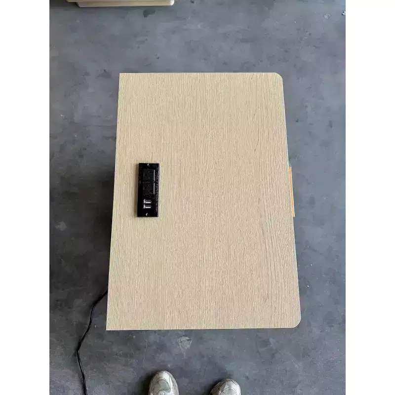 Nightstand with 3 Drawers, Light Wood Bedside Table with Charging Station.