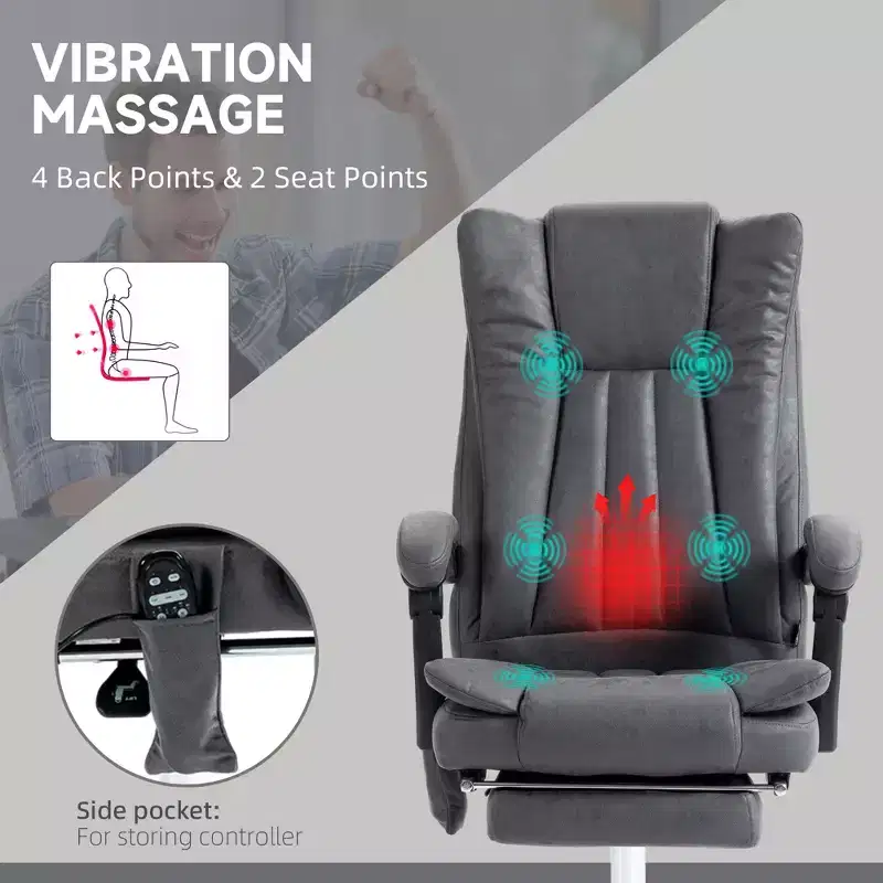 Massage Office Chair with 6 Points and Heat, Reclining Computer Chair with Adjustable Height and Footrest