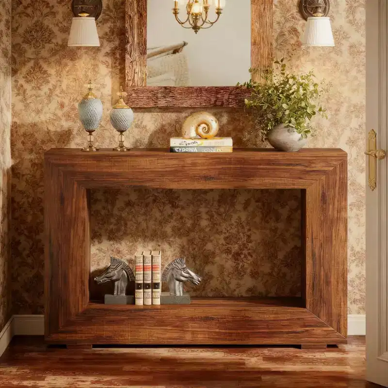 JVNOXK 47 Rustic Farmhouse Wood End Table Side Table