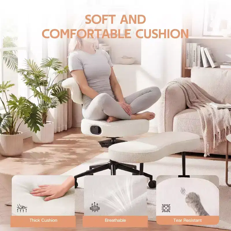 Ergonomic Cross Legged Office Chair, 360 Swivel Meditation Chair, Adjustable Height Kneeling Desk Chairs, for Home