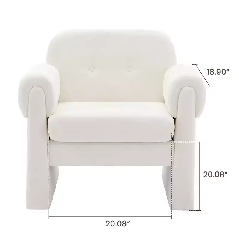 Fluffy Cloud Upholstered Accent Armchair Set of 2 Velvet Ergonomic Bedroom Reading Chair