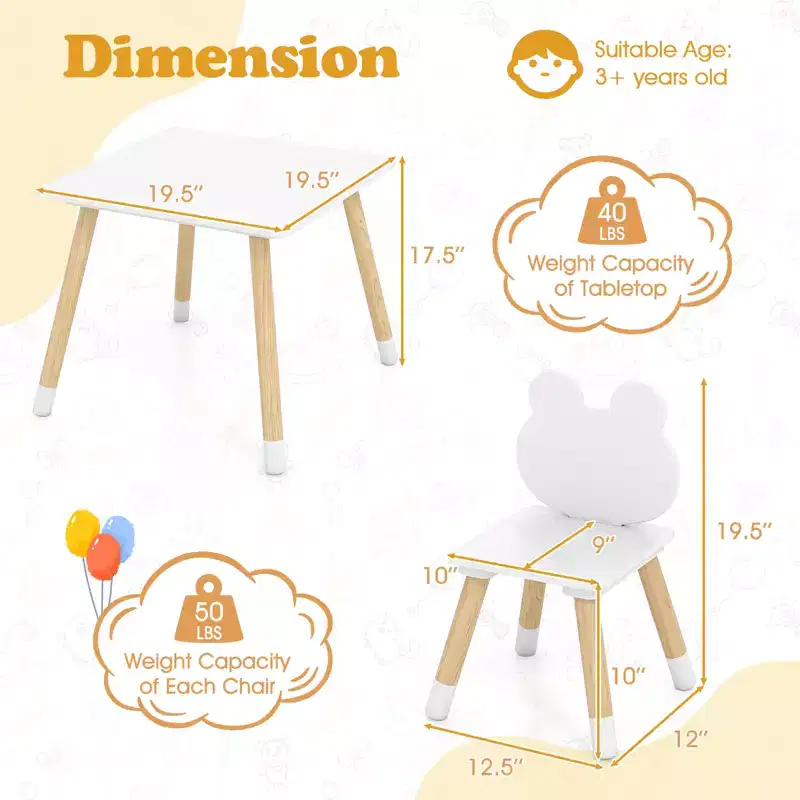 Costway Kids Table & Chairs Set Children Multi-Activity Desk & Frog-Shaped Chair Set w/Wooden Legs