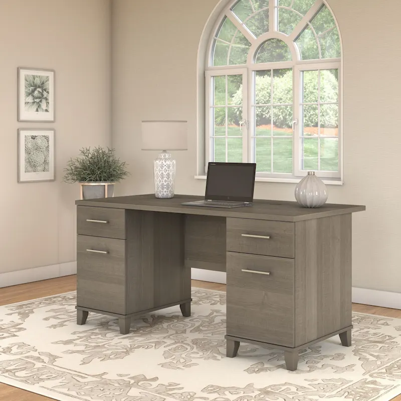 60W Office Computer Desk with Drawers