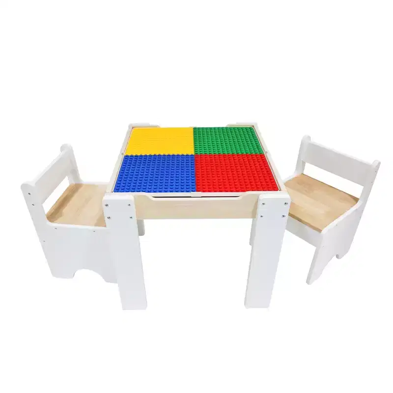 Teamson Kids Multi-Activity Table with Reversible Tabletop & Chairs Set