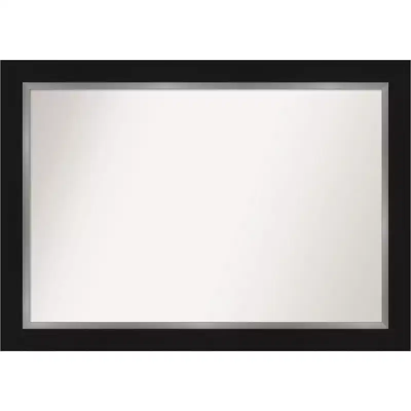 42" x 30" Non-Beveled Eva Bathroom Wall Mirror Black - Amanti Art: Modern Rectangle, Wall Mount