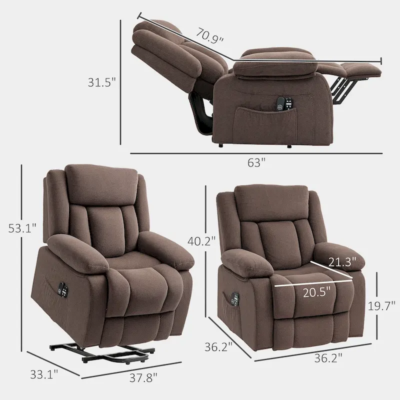 Power Lift Recliner Chair with Massage and Heat, Fabric Recliner with Remote Control
