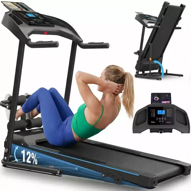HOMDOX 2026 Upgrade 3.5HP Foldable Treadmill w/Sit Up Bench|Incline/350lbs Capacity|Smart LCD-Display Body Fat/Heart Rate MultiFUN_ Exercise Equipment