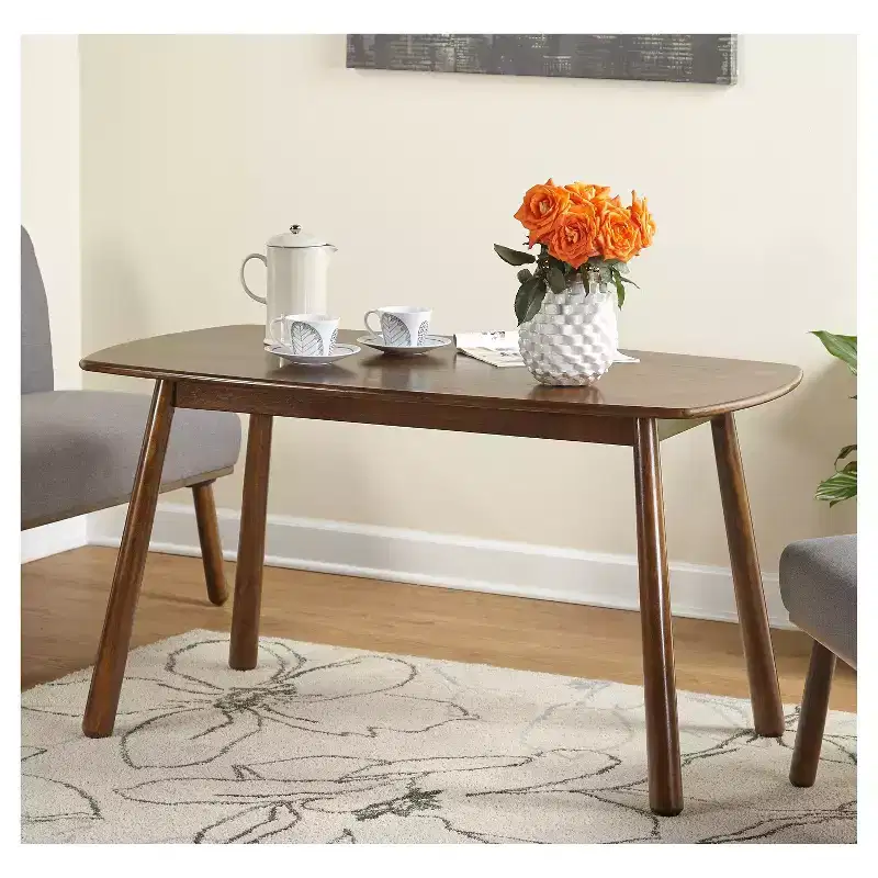 Buylateral 4pc Playmate Mid Century Modern Upholstered Breakfast Nook Dining Set Walnut Versatile Upholstered Furniture, Rubberwood