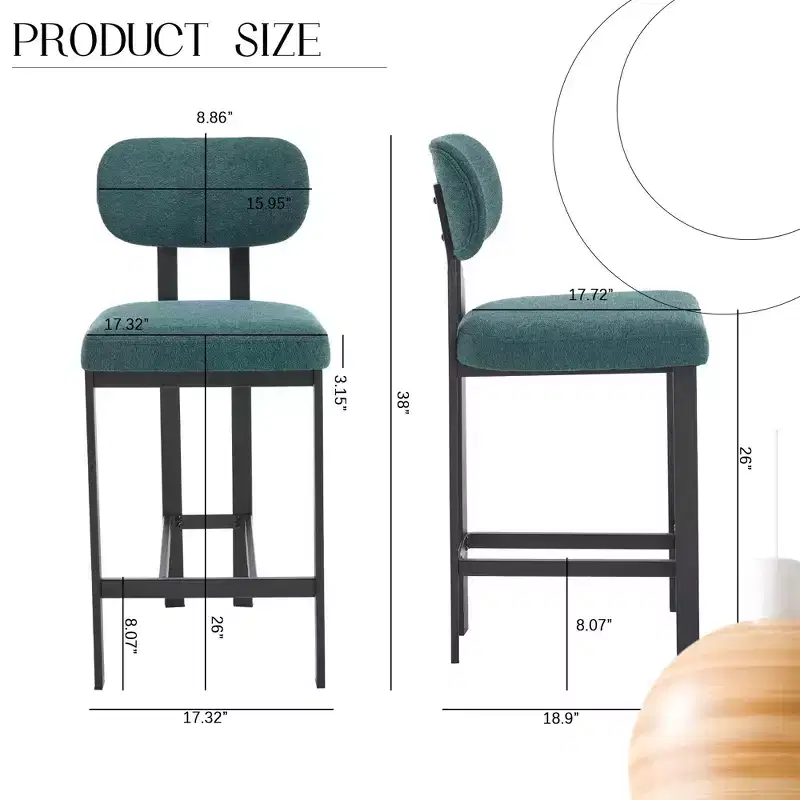 Upholstered Boucle Dining Chairs Set of 2 – Multiple Colors, Metal Legs