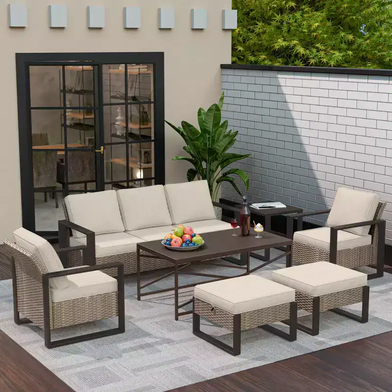 UPTIOT 7-Piece Outdoor Patio Conversation Set