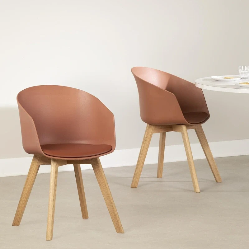 Set of 2 Dining Chairs with Wood Legs