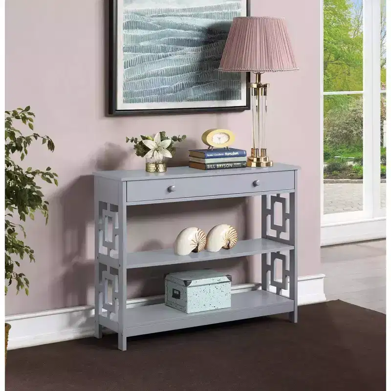 Town Square 1 Drawer Console Table with Shelves - Breighton Home