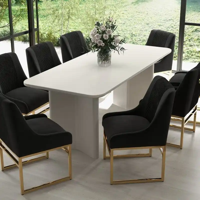 SEYNAR Contempoary Velvet Dining Chair with Metal Frame Legs, set of 4