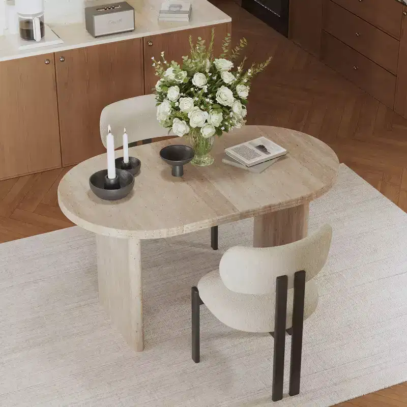 Brown / Natural Oval Extendable Dining Table – Seats 4, 55