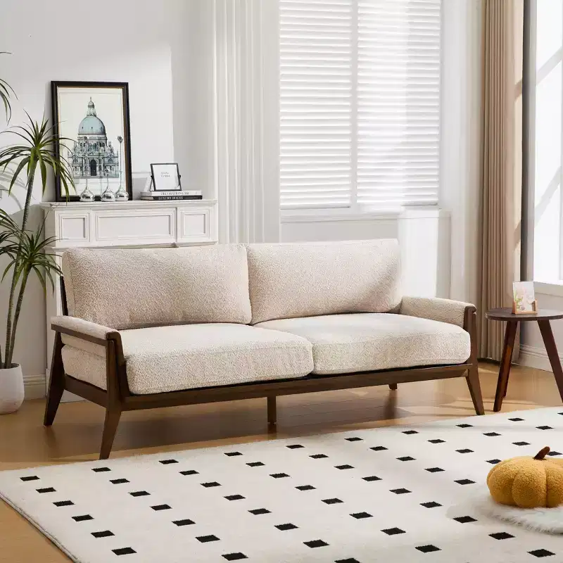 Christopher Knight Home Sneha Modern 74 3-Seater Wooden Velvet Upholstered Sofa
