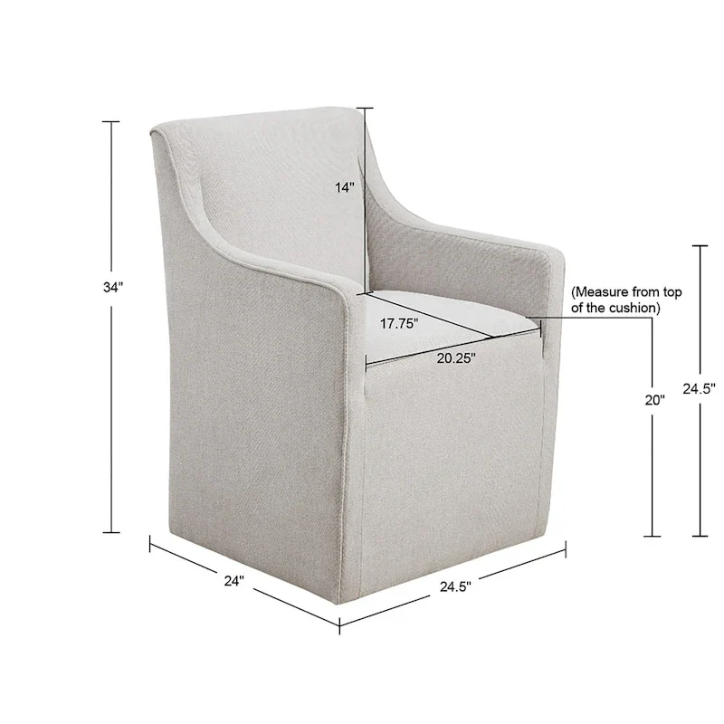 Madison Park Charlotte Dining Arm Chair with Casters