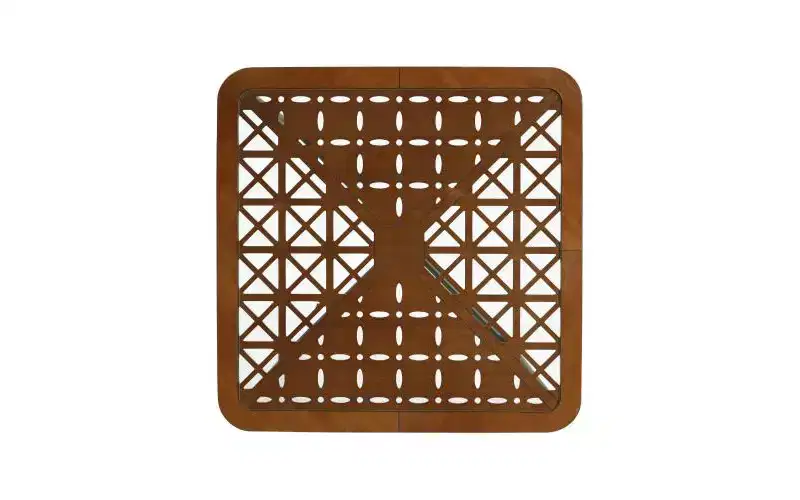 Tempered Glass Square Coffee Table 23''W x 23''D with Geometric Base