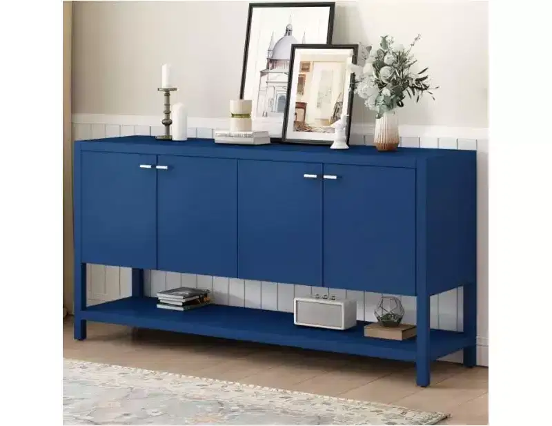 Console Table with 4-Door Storage and Adjustable Shelves for Entryway, Hallway, or Living Room