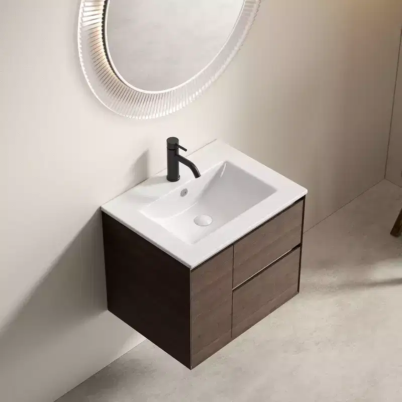 JVNOXK 24 Inch Bathroom Vanity Sink, Ceramic Bathroom Sink with Overflow Hole, No Drain, Convenient for Storing Personal Items, Bright White