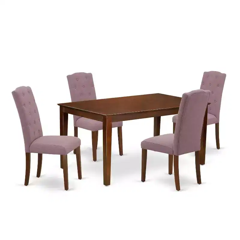 HomeStock 5-Pc Mahogany Finish Solid Wood Top - Rectangular Dining Room Set - Seats 4