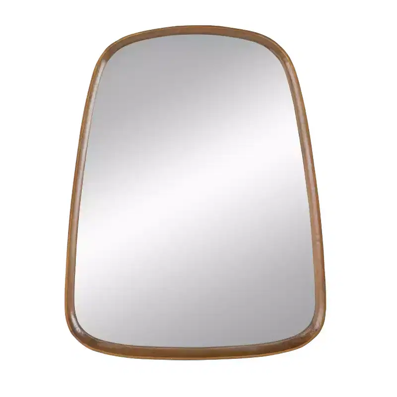27 x 37 Inch Irregular Wall Mirror with Wood Frame