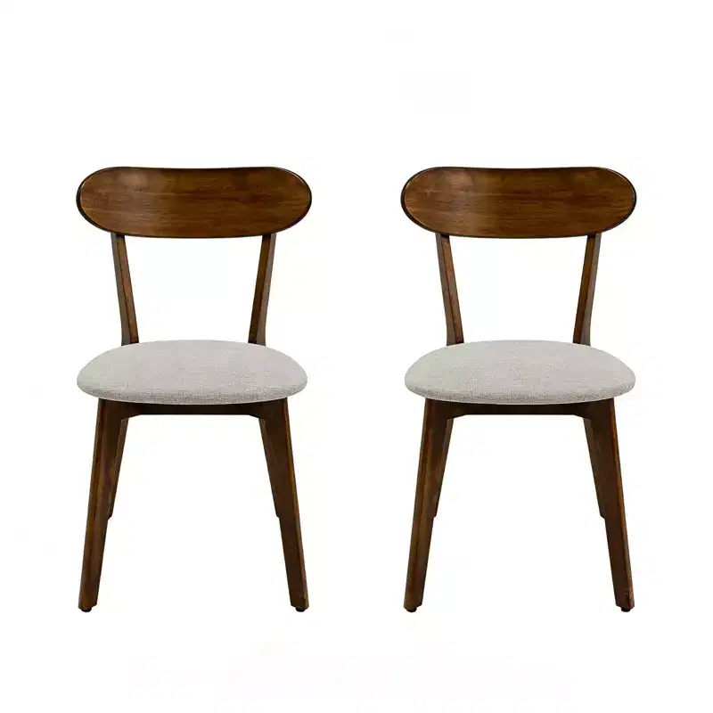 GDFStudio Kelcey Mid-Century Modern Solid Wood Upholstered Dining Chairs (Set of 2)