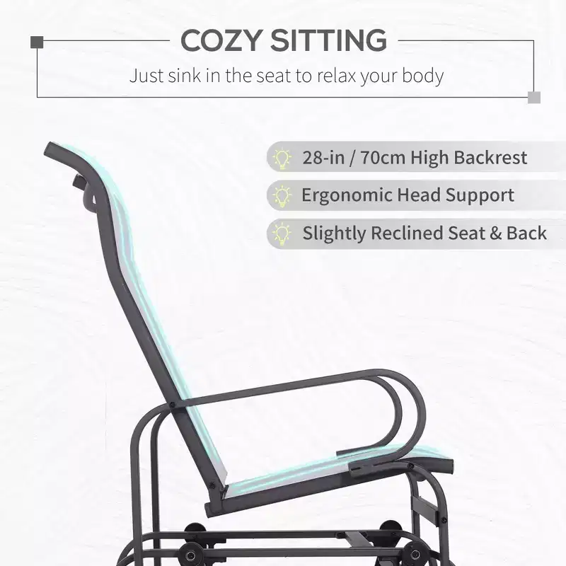 Gliding Lounger Chair, Single Rocker with Lightweight Metal & Mesh Construction