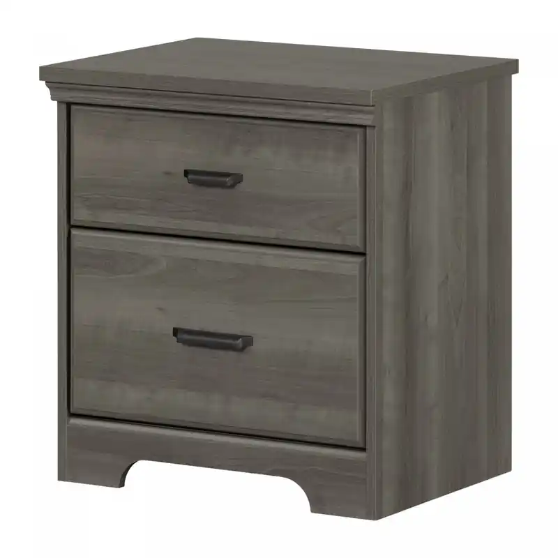 2-drawer Nightstand - End Table With Storage - Gray Maple