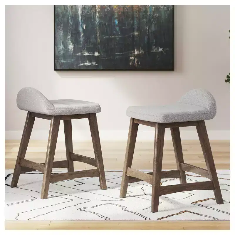 Counter Height Upholstered Barstool with Foam Cushion, Set of 2 – Light Gray