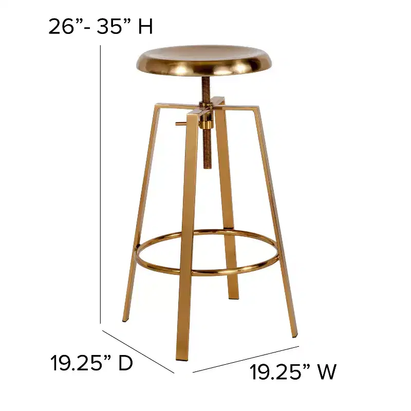 Merrick Lane Industrial Style Bar Stool with Height Adjustable Swivel Seat