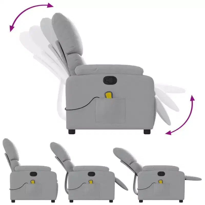 vidaXL Massage Recliner Chair Polyester, Metal, Plywood Single