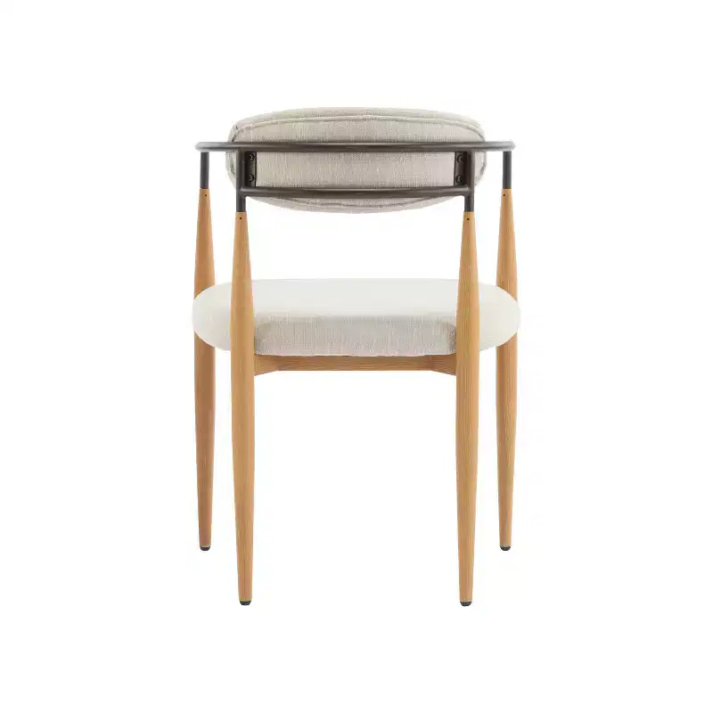 Christopher Knight Home Set of 2 Eva Modern Upholstered Iron Dining Chairs with Curved Open Back Beige/Light Brown