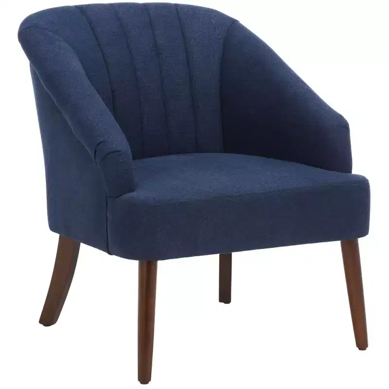 White Upholstered Accent Chair – Solid Wood Frame, 275 lbs Capacity