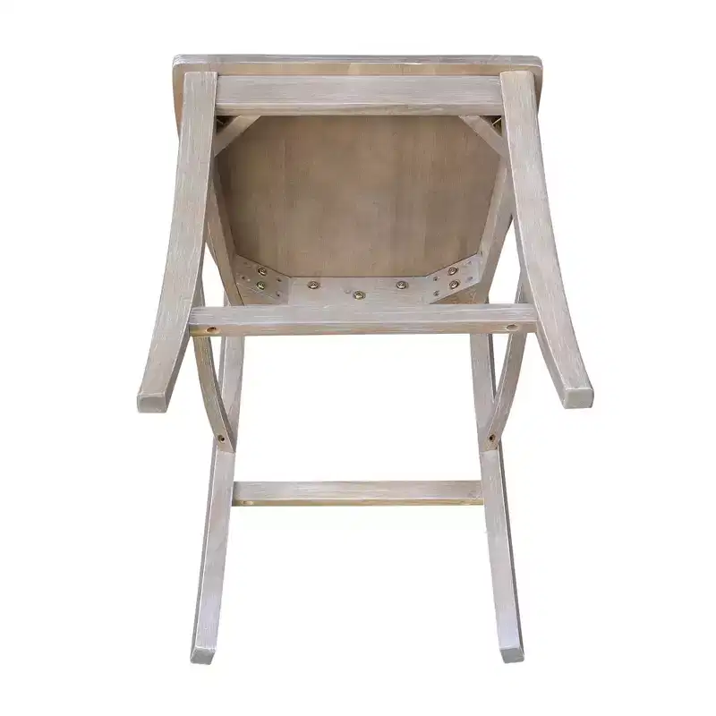 24" Vinyard Counter Height Barstool Washed Gray/Taupe - International Concepts: Solid Wood, X-Back Design