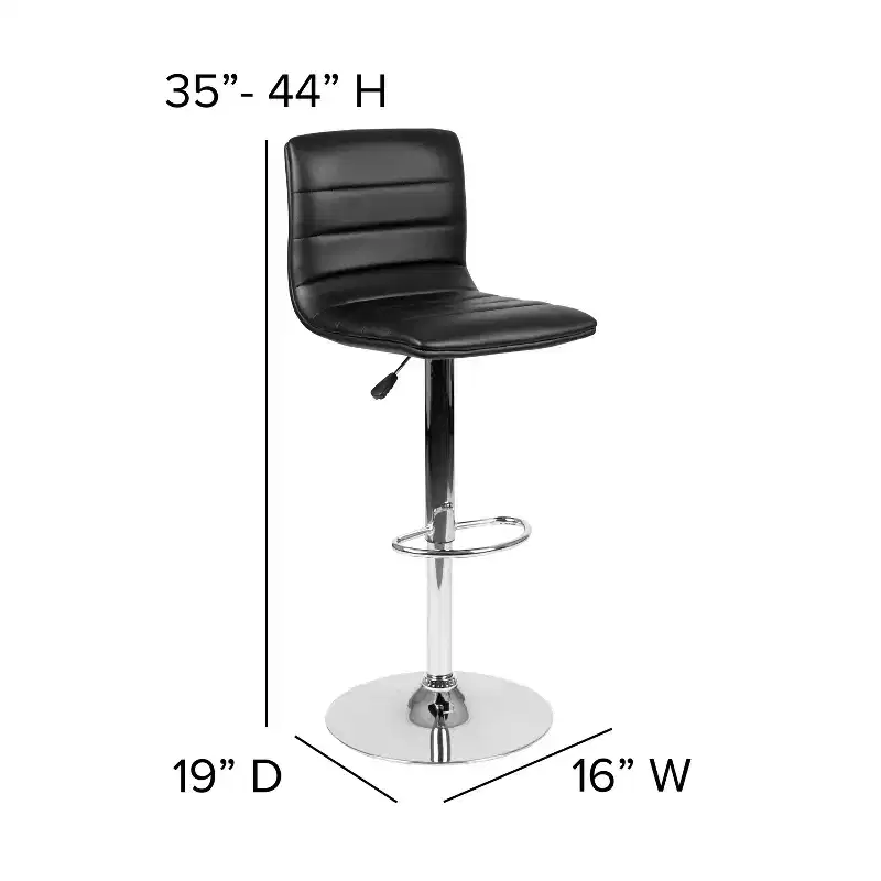 Emma and Oliver Coti Modern Channel Tufted Upholstered Height Adjustable Mid-Back Stool and Pedestal Base with Footrest