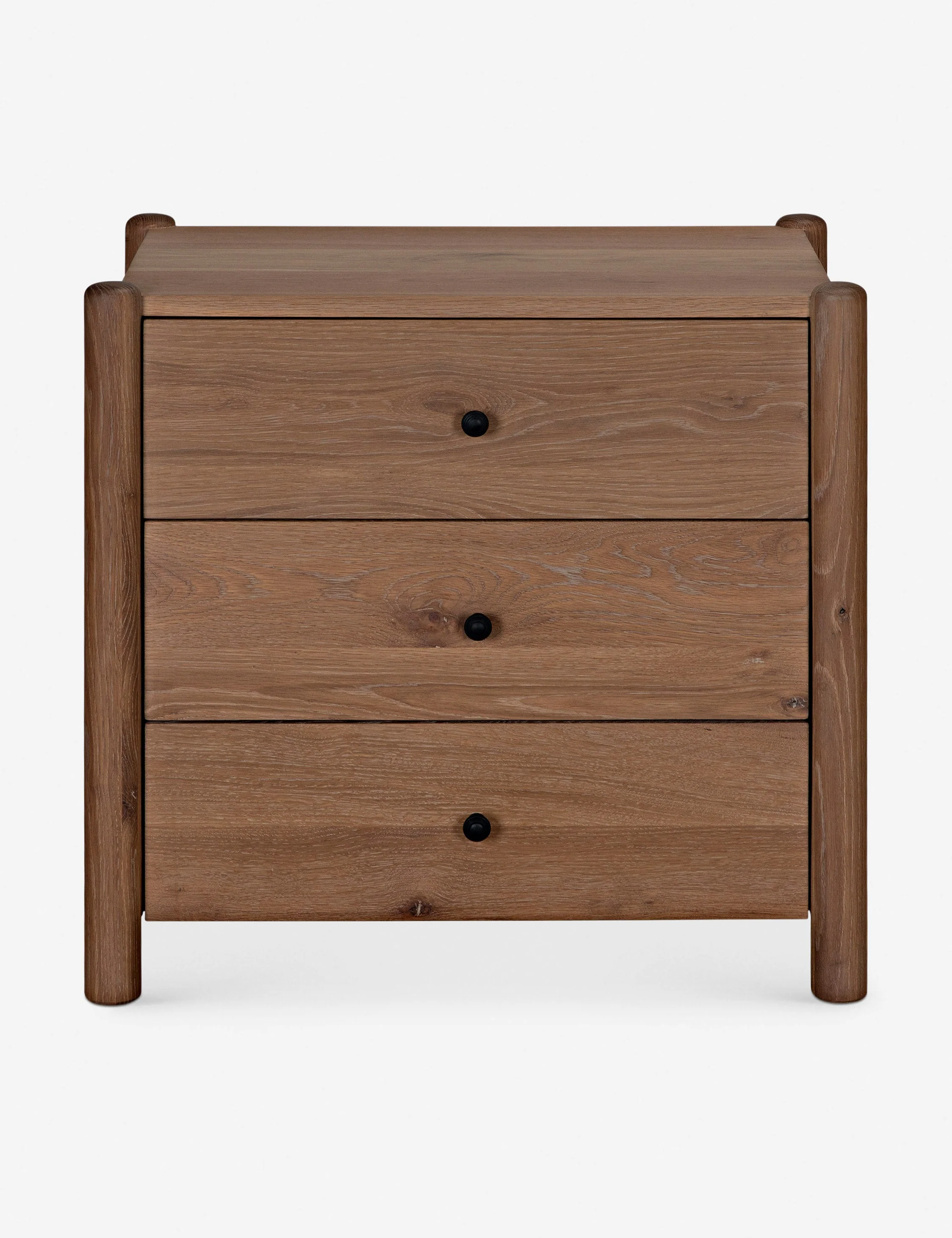 Nightstand -  pairs rounded legs with a clean-lined case for a look that feels thoughtfully tailored