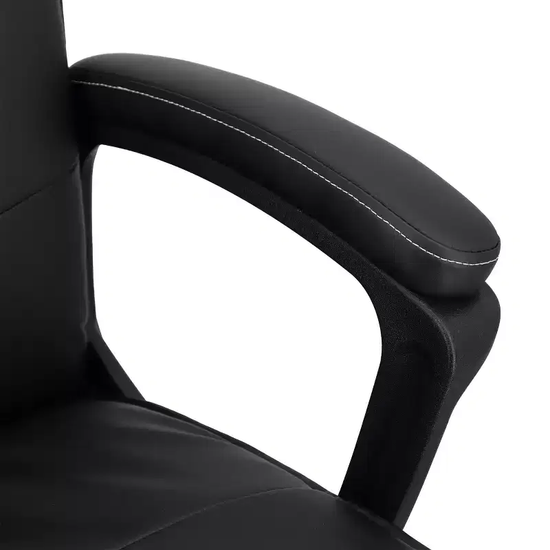 Elama High Back Tufted Faux Leather Adjustable Office Chair in Black