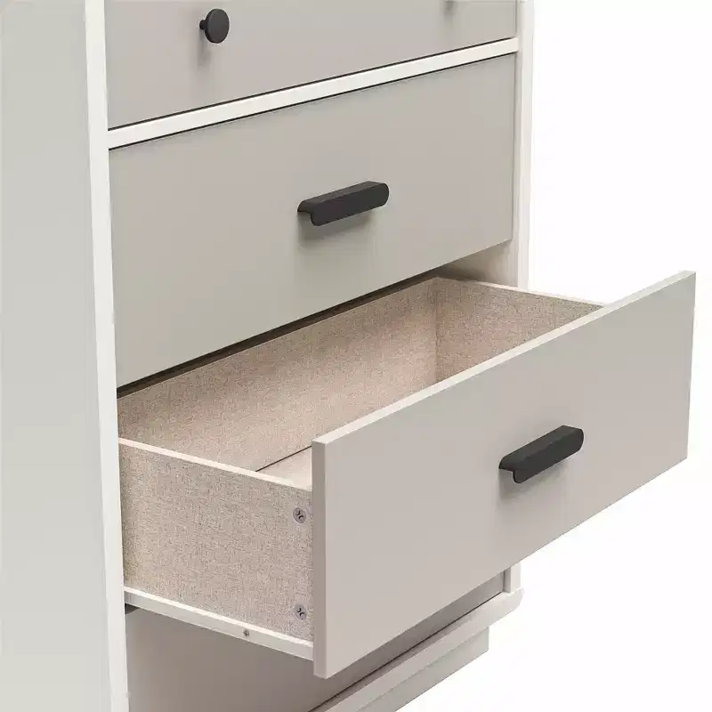 CosmoLiving by Cosmopolitan Valencia Tall 5-Drawer Dresser, Taupe and White