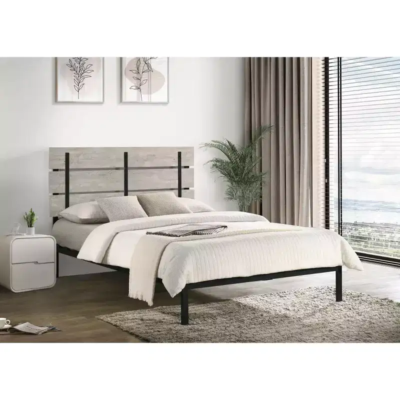 Metal Platform Bed, Gray