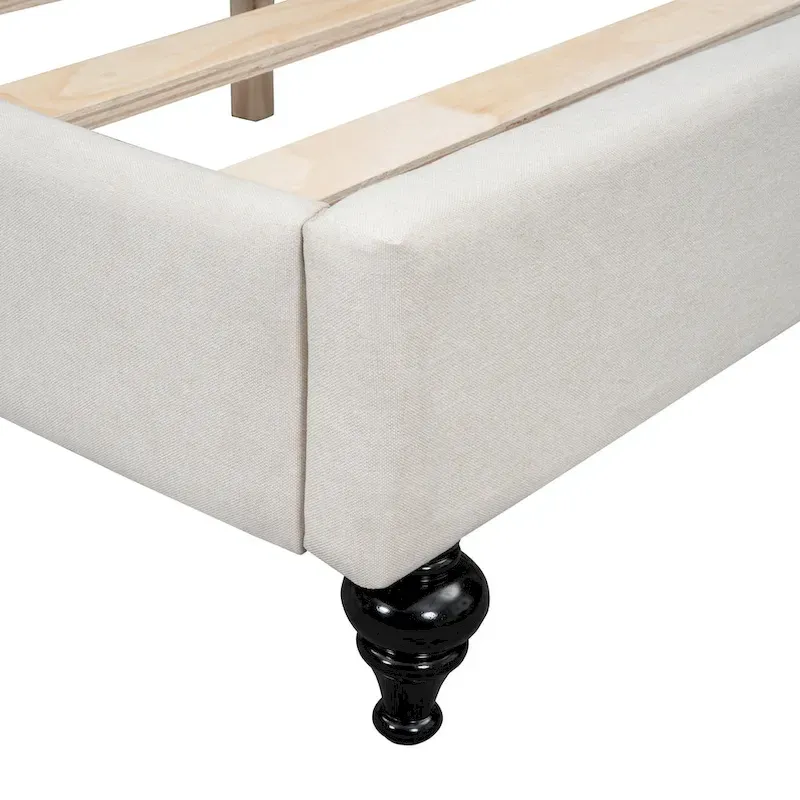 L-Shaped Semi-Enclosed Daybed with Solid Wood Legs