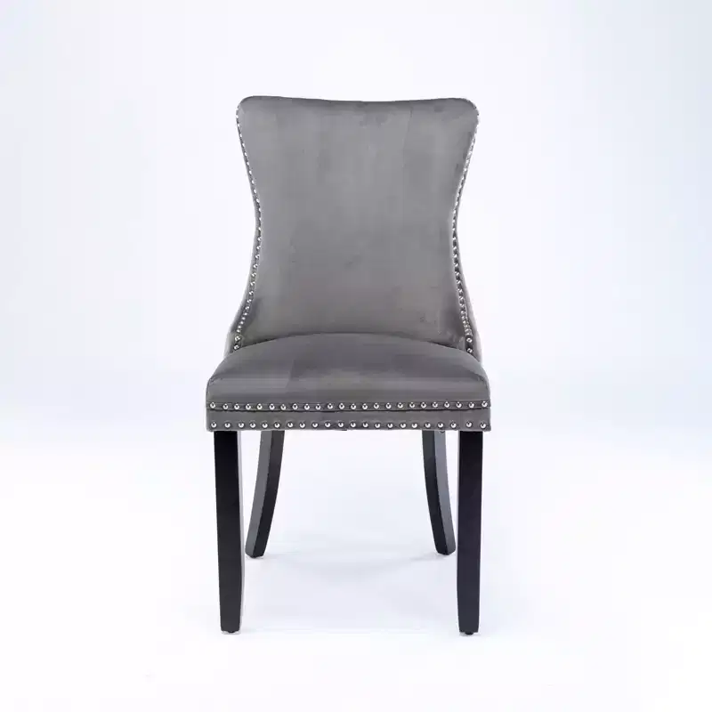Okak Retro Dining Chairs Set of 2, Comfy Upholstered Wing-Back Chairs with Backstitching Nailhead Trim, Kitchen Chairs with Solid Wood Legs