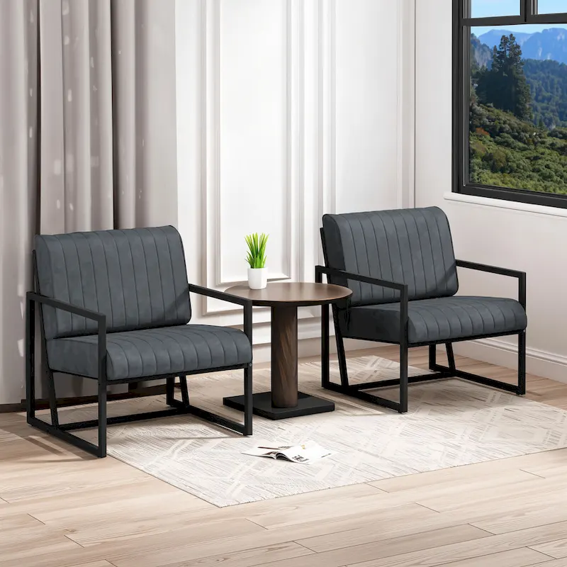 PU Leather Accent Chair with Padded Backrest