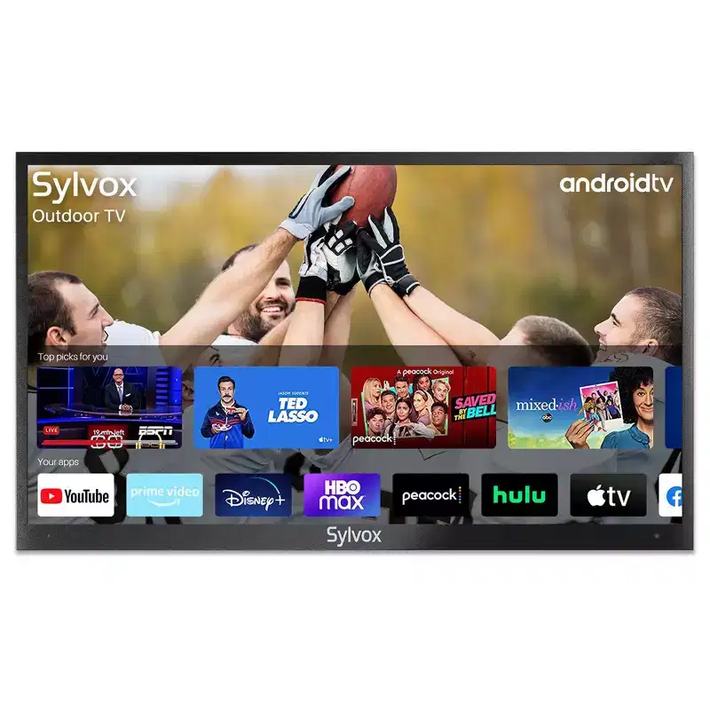 SYLVOX Outdoor TV, 43 4K 1000Nit Partial Sun Outdoor Smart TV, IP55 Weatherproof Android Smart TV with Voice Control, Chromecast(Deck Pro Series)