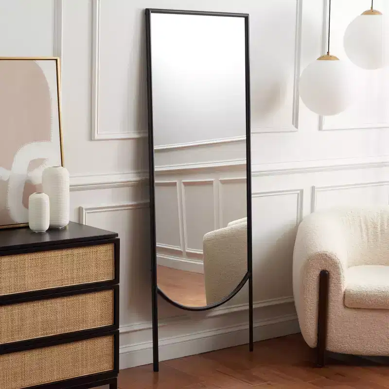 25 x 68 Inch Black Iron Leaning Floor Mirror