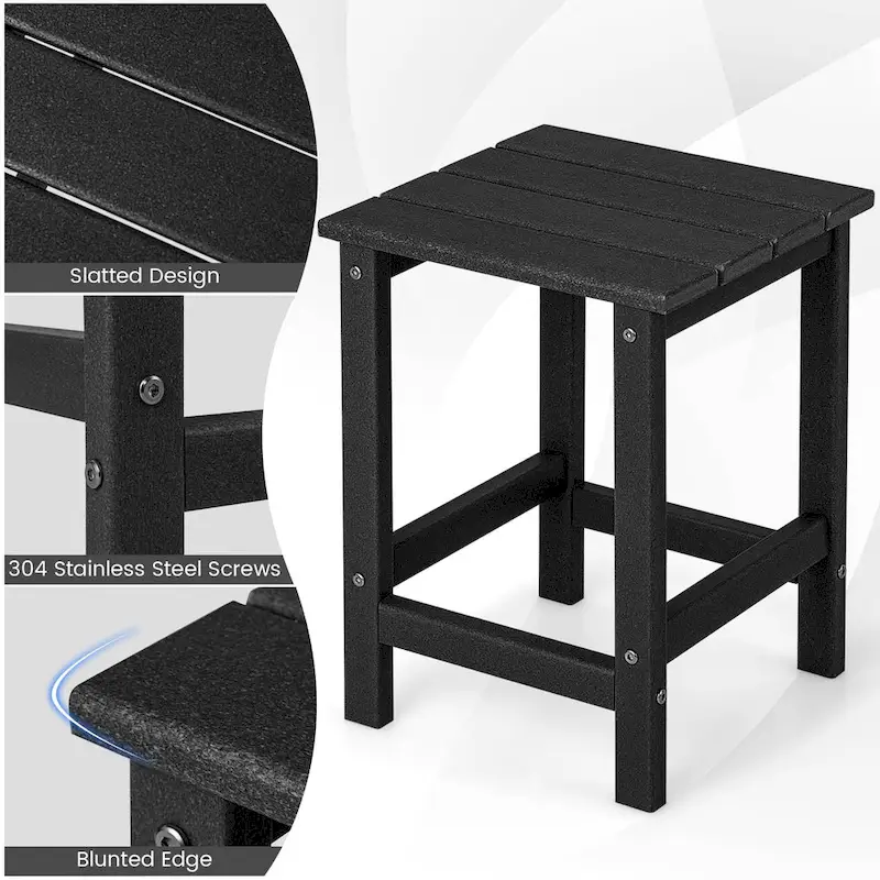 Outdoor Patio Side Table Set of 2 - HDPE Weather Resistant, 14W
