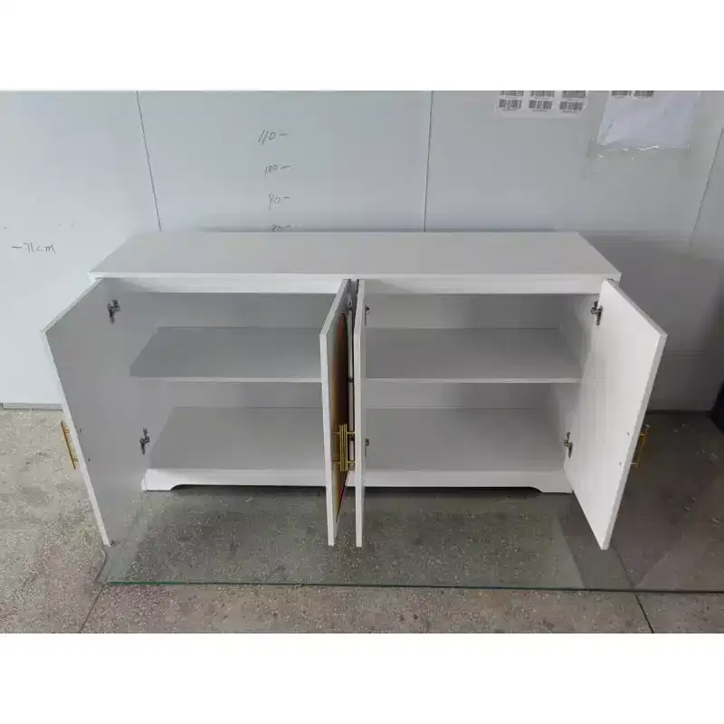 Sideboard Buffet Cabinet, 4 Rattan Doors Large Storage Console Table for Living Room Kitchen Dining Room Entryway