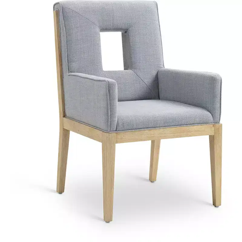 Meridian Furniture,Gwendolyn Linen Textured Fabric Dining Arm Chair