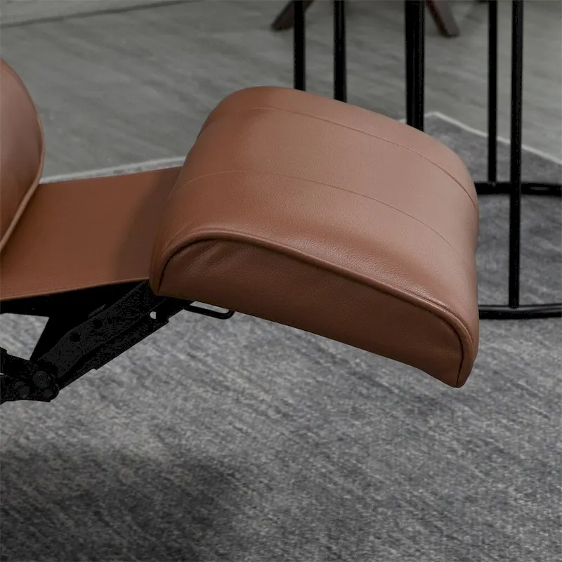 Leather Adjustable Swivel Lounge Chair with Footrest and Armrest