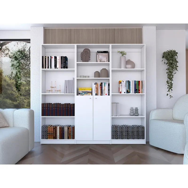 74 Wide 5-Shelf and Cabinet Bookcase